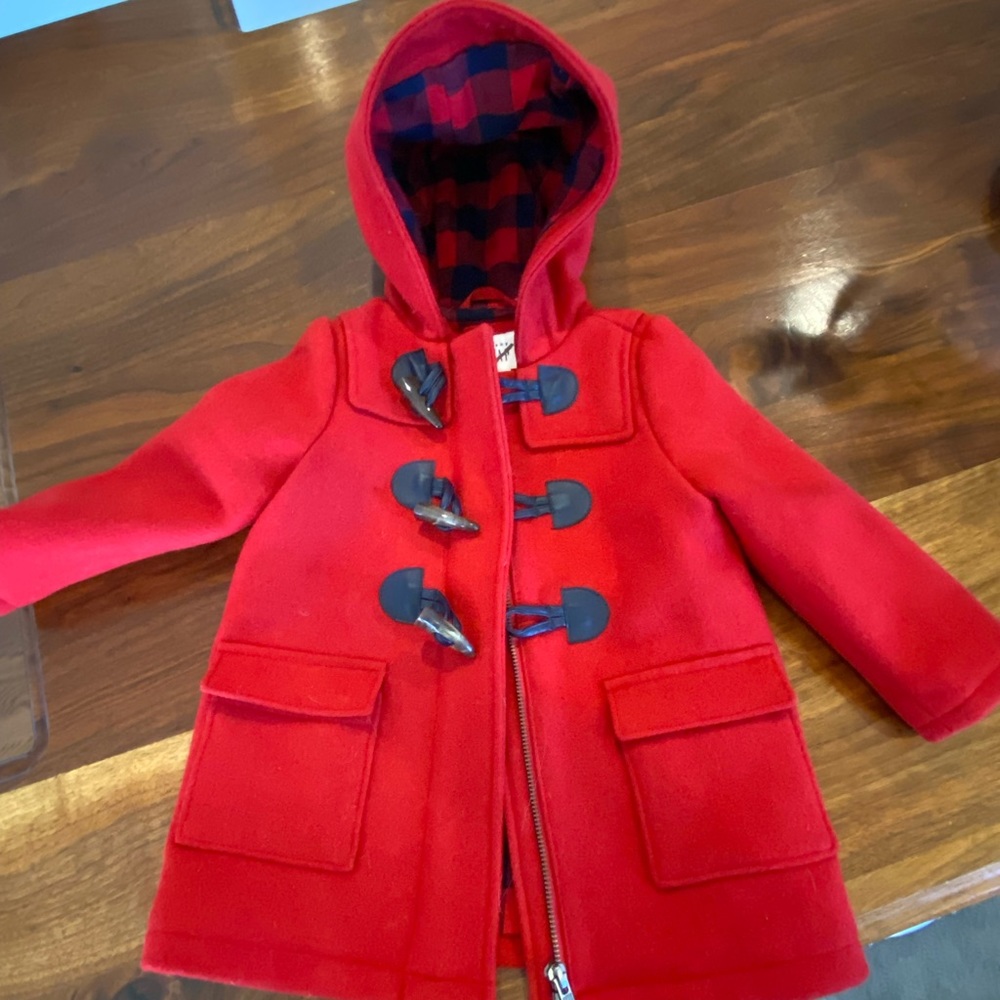 Gap girls 2t red wool toggle coat. Lined.